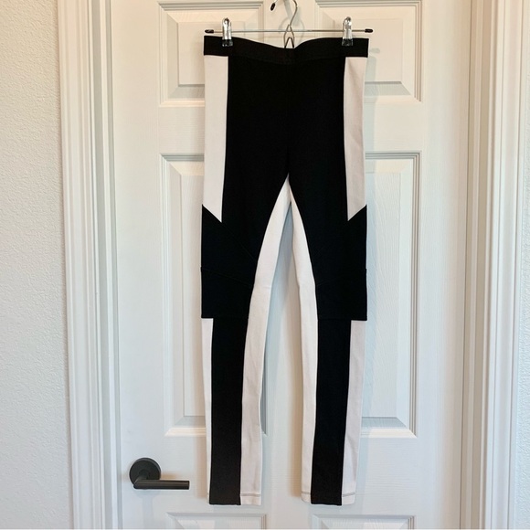 BCBGMaxAzria Black White Colorblock Paneled Jeremiah Leggings Pants - Picture 4 of 8